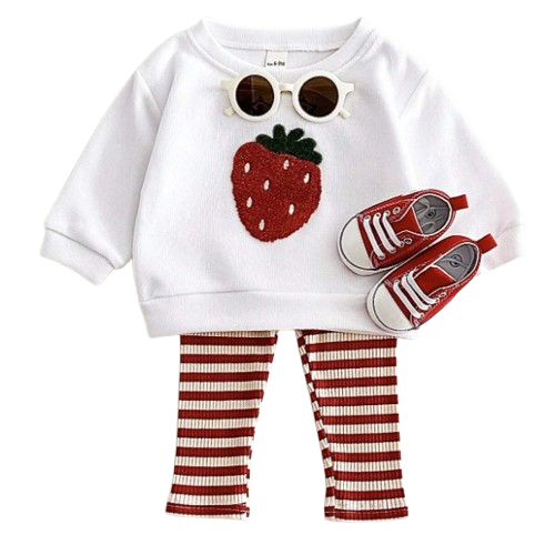 Dres niemowlęcy 2 częściowy Truskawka i Czerwone Paski SN
