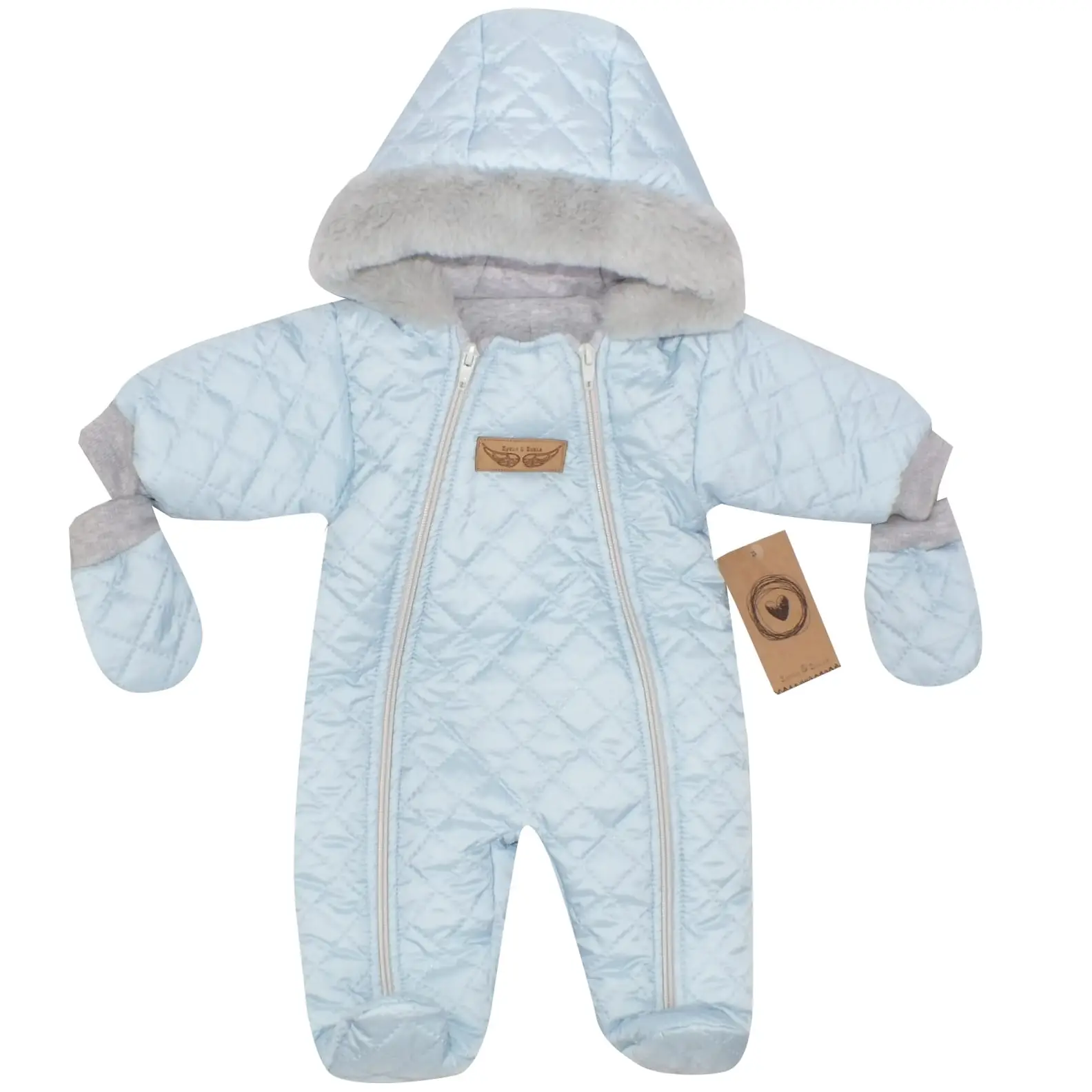 KOMBINEZON ZIMOWY PIKOWANY OCIEPLANY Z FUTERKIEM NIEBIESKI ZZ - 74