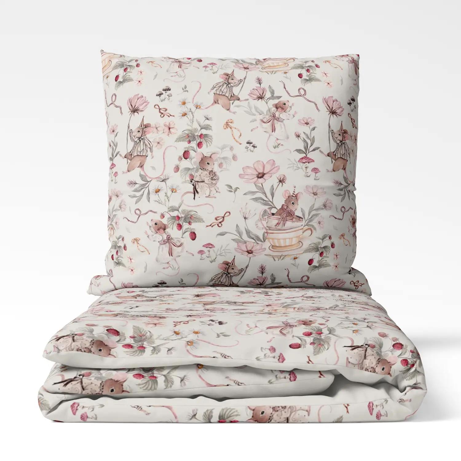 Komplet pościeli Myszki - 140x200 +poduszka 70x80 - Nie