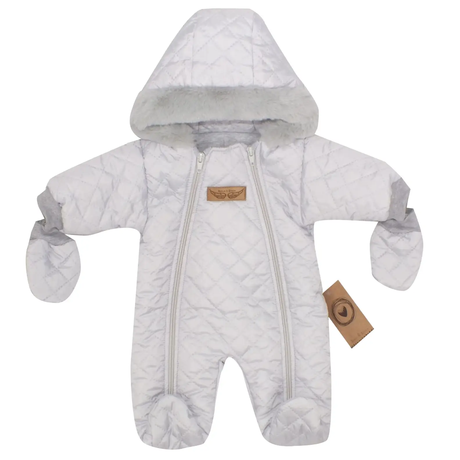 KOMBINEZON ZIMOWY PIKOWANY OCIEPLANY Z FUTERKIEM SZARY ZZ - 62