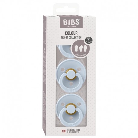 BIBS TRY-IT PACK BABY BLUE 3 smoczkowy zestaw prezentowy dla Noworodka BBTB