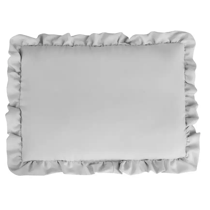 Bawełniana poduszka niemowlaka 30x40 cm szara z falbanką