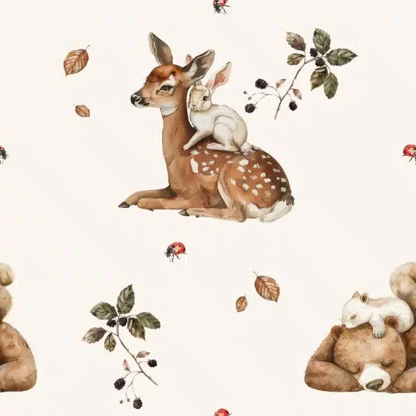 Tapeta ścienna Sarenki i Misie beż BW