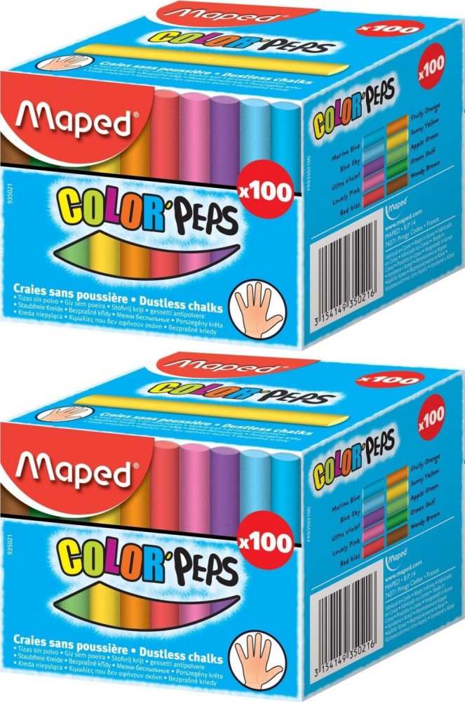 2x Kreda kolorowa Maped, Colorpeps, 100 sztuk, w pudełku, mix kolorów