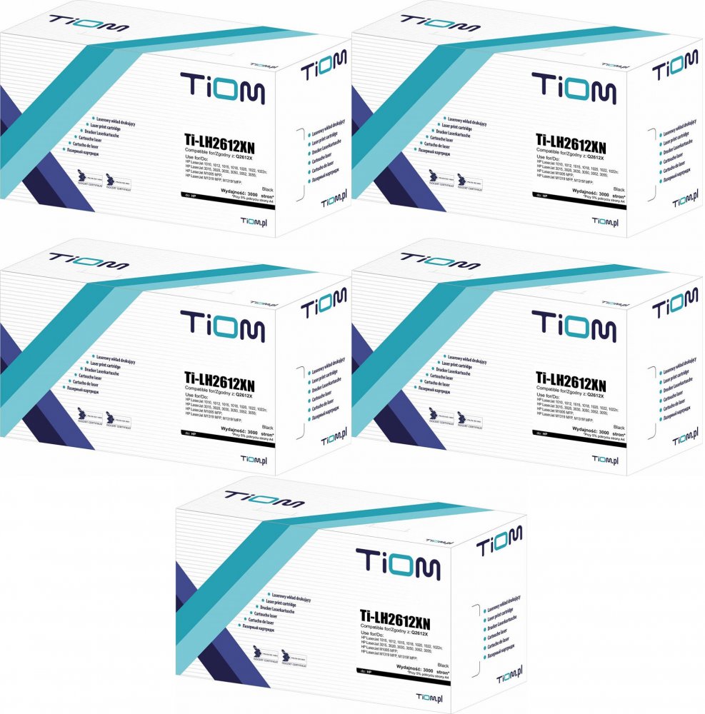5x Toner Tiom Ti-LH2612XN (Q2612X), 3000 stron, black (czarny)