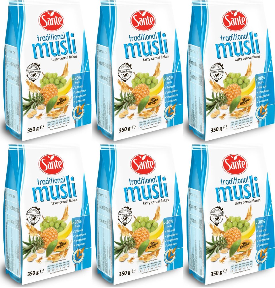 6x Musli Sante, tradycyjne, 350g