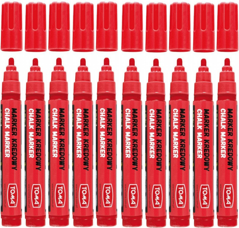 10x Marker kredowy Toma TO-292, okrągła, 4.5mm, czerwony