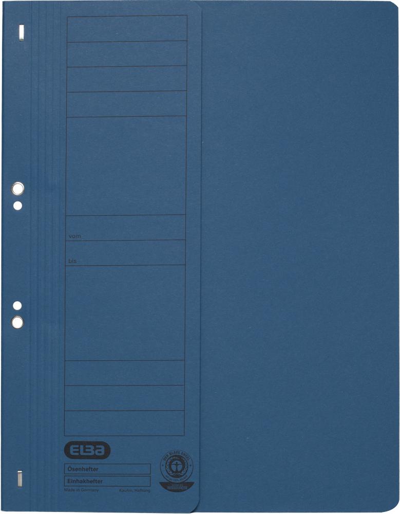 Skoroszyt kartonowy oczkowy Elba, 1/2 A4, do 150 kartek, 250g/m2, niebieski