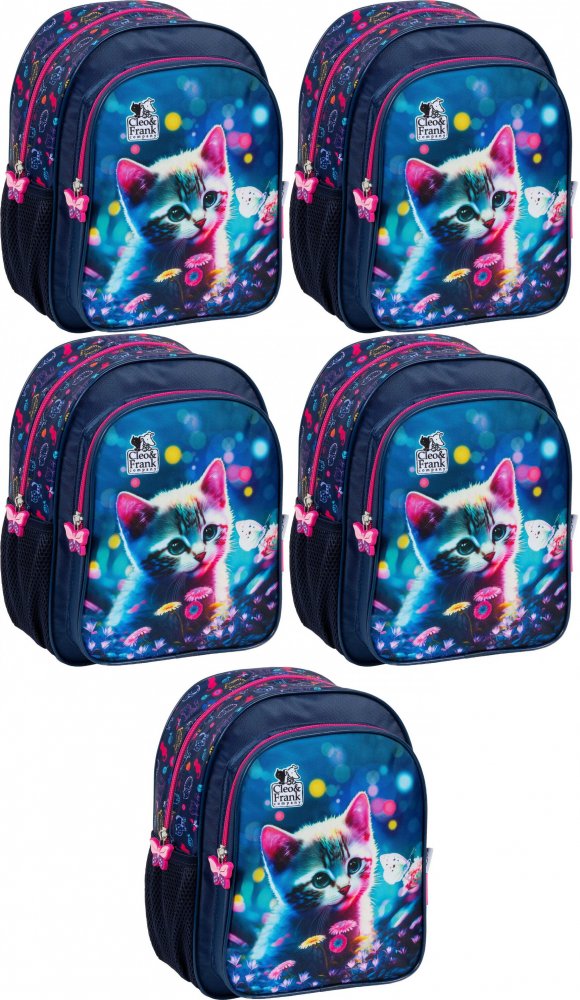 5x Plecak dla przedszkolaka Cleo&Frank (Kot), 9l, 29x23x14cm