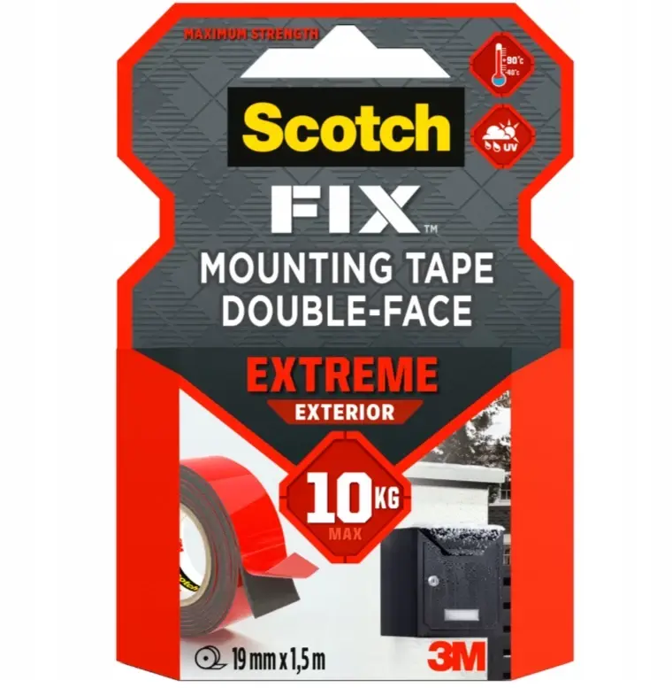 Taśma montażowa Scotch Fix Extreme, super mocna, 19mmx1.5m, czarny