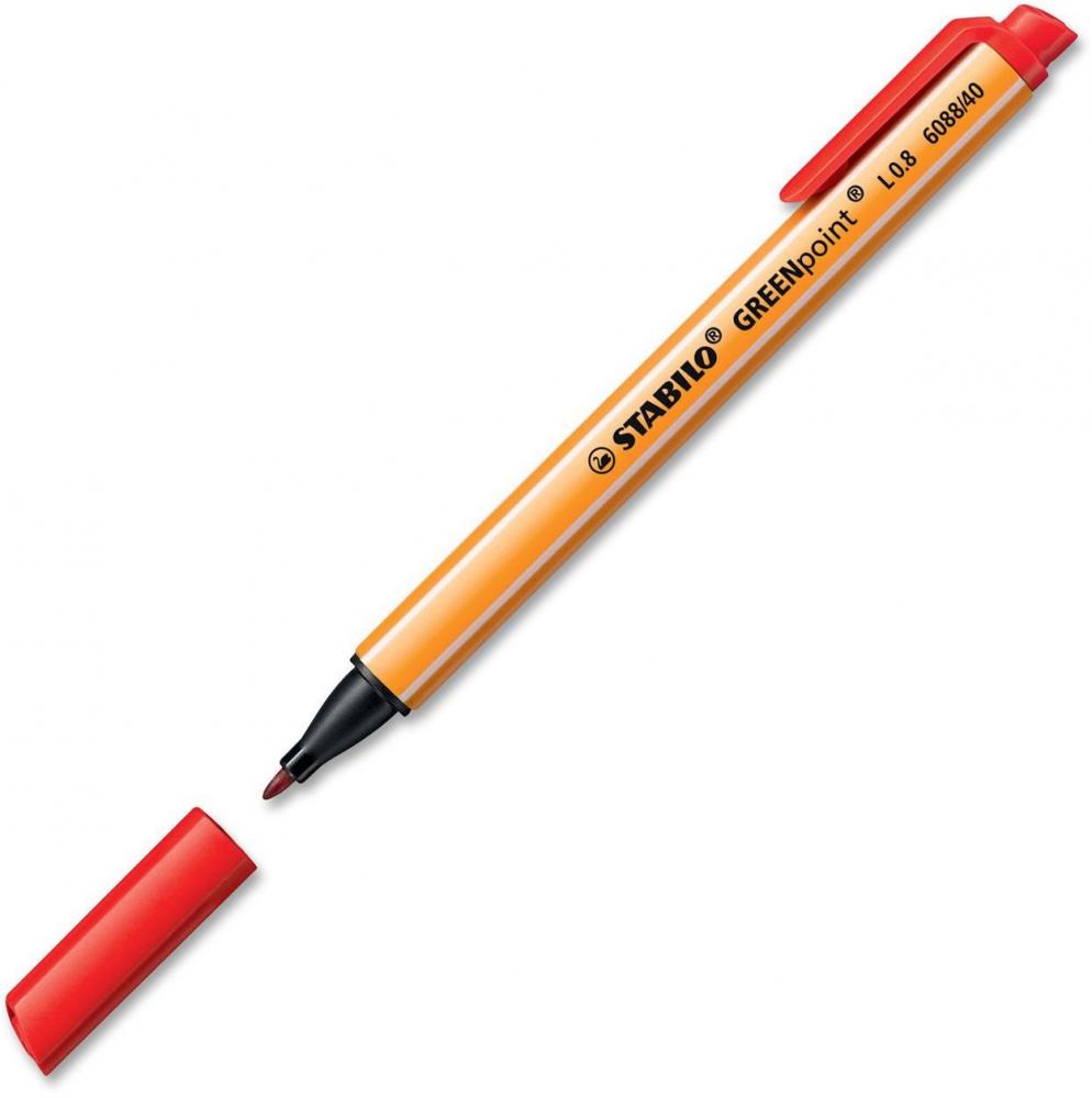 Cienkopis Stabilo, Green Point, 0.8 mm, czerwony