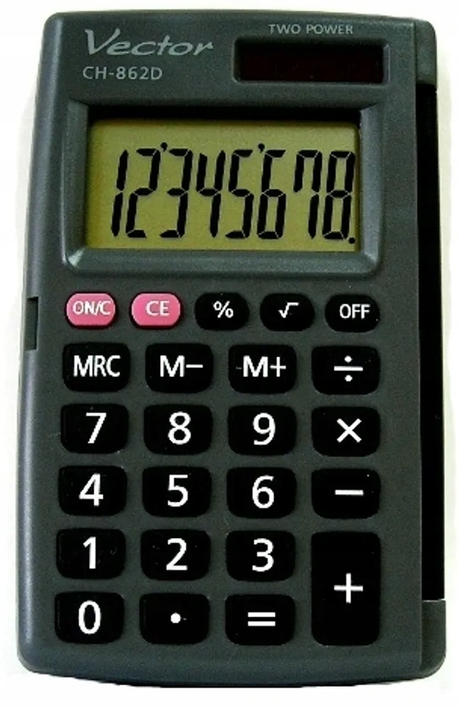 Kalkulator kieszonkowy Vector KAV CH-862D, 8 cyfr, czarny
