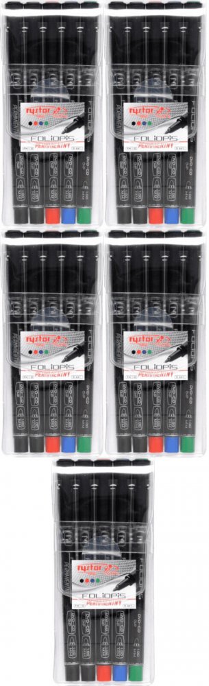 5x Foliopis Rystor, FM, okrągła,1 mm, 5 sztuk, mix kolorów