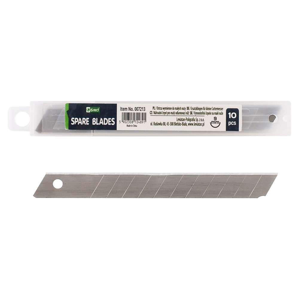 Ostrza wymienne do nożyków D.Rect, 9mm, 10 sztuk, srebrny