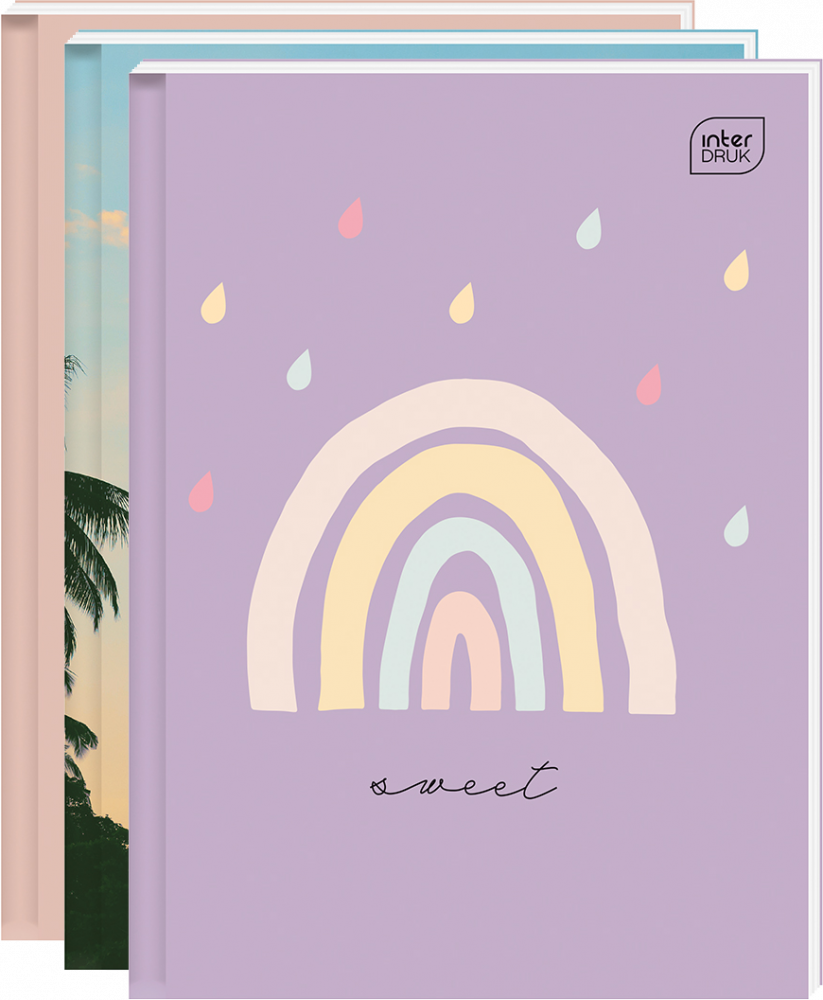 3x Brulion w kratkę Interdruk, A6, twarda oprawa, 96 kartek, mix wzorów