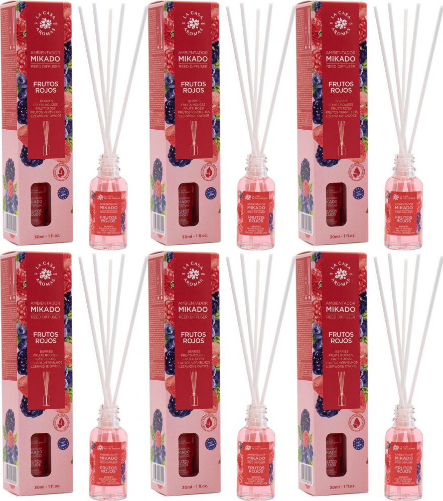 6x Patyczki zapachowe La Casa De Los Aromas Mikado, czerwone owoce, 30ml