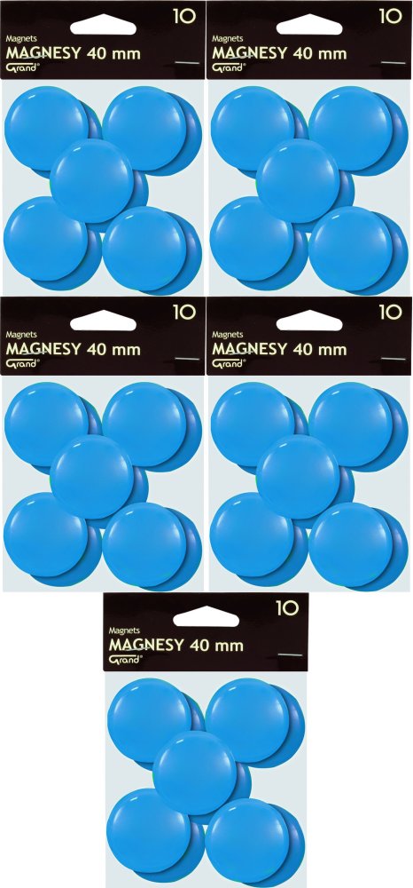 5x Magnes Grand, 40mm, 10 sztuk, niebieski