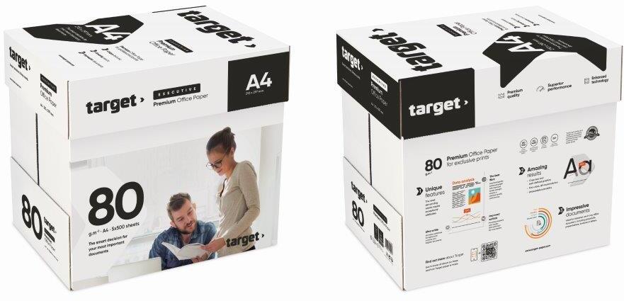 5x Papier ksero Target Executive, A4, 80g/m2, 500 arkuszy, biały