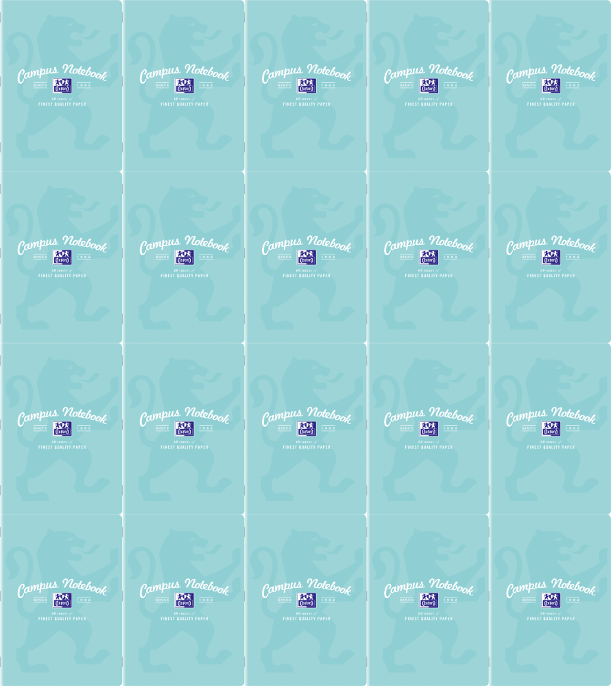 20x Zeszyt w kratkę Oxford Campus, A4, miękka oprawa, 60 kartek, mix kolorów pastelowych