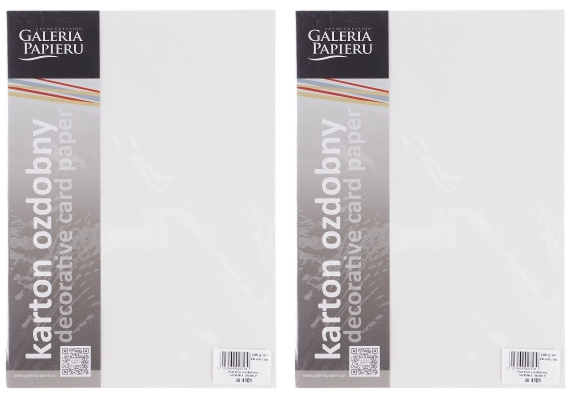 2x Karton ozdobny Galeria Papieru, sukno, A4, 180g/m2, 20 arkuszy, biały