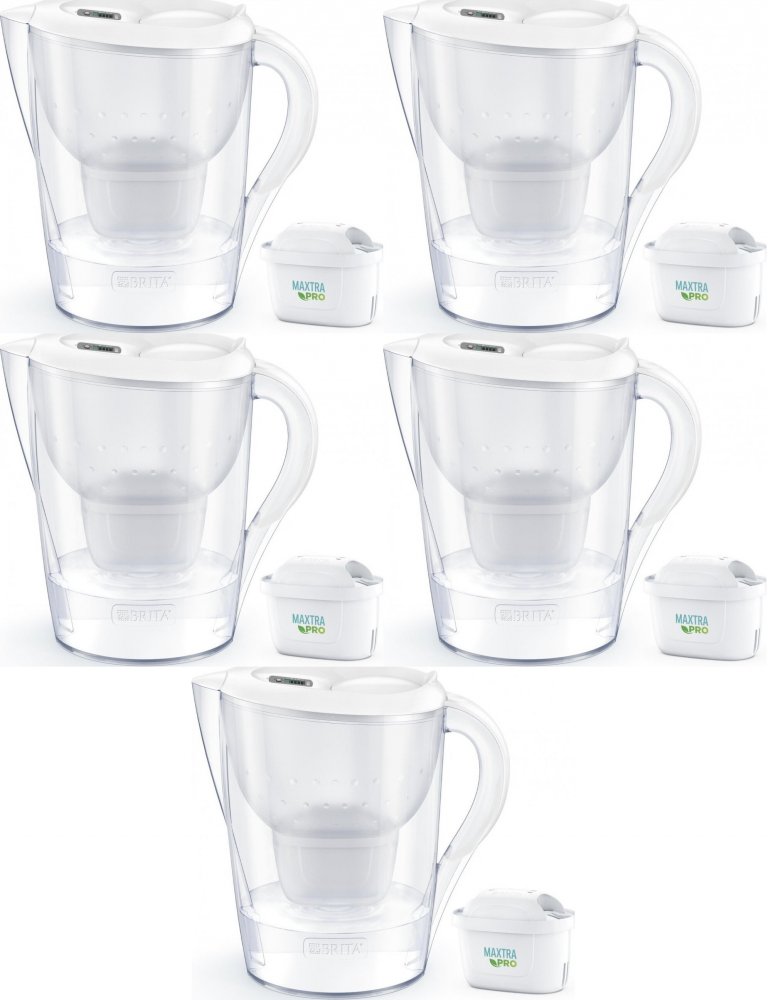 5x Dzbanek filtrujący Brita Marella XL, 3.5l, biały + 1 wkład Maxtra Pro Pure Performance