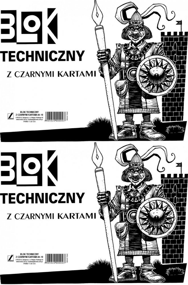 2x Blok techniczny Kreska, A4, 10 kartek, czarny