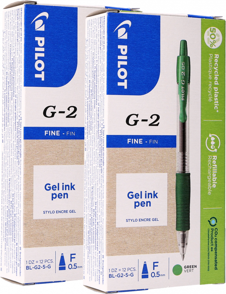 24x Długopis żelowy automatyczny Pilot, G2, 0.5mm, zielony