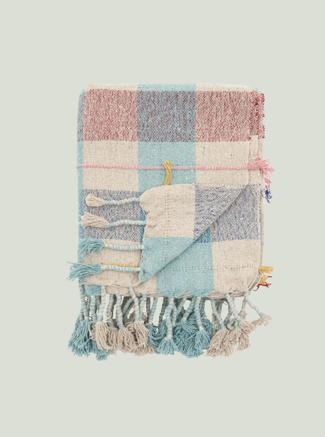 Narzuta Mille, niebieska, bawełna z recyklingu Bloomingville Mini