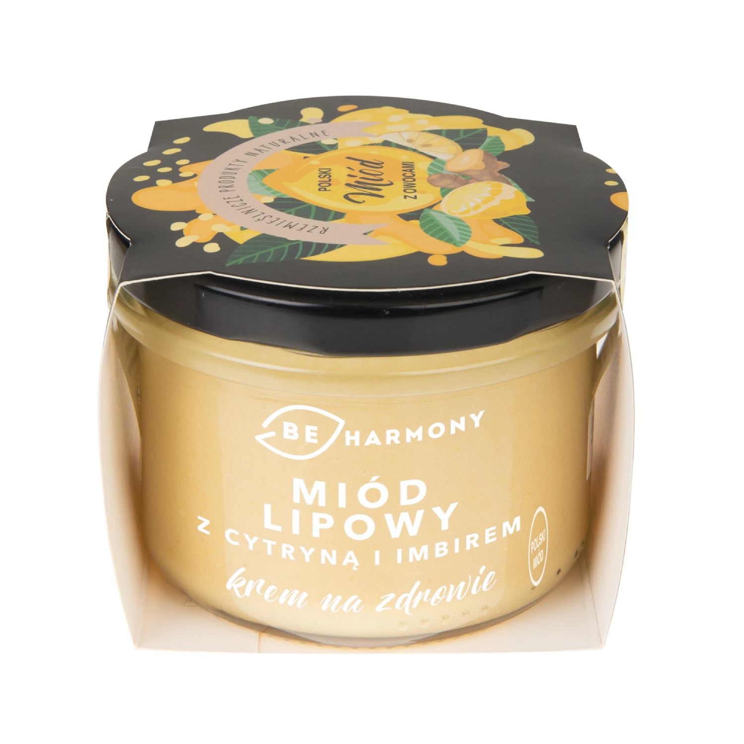 Beharmony - miód lipowy z cytryną i imbirem (krem), 230 g (data ważności: 31.12.2025)
