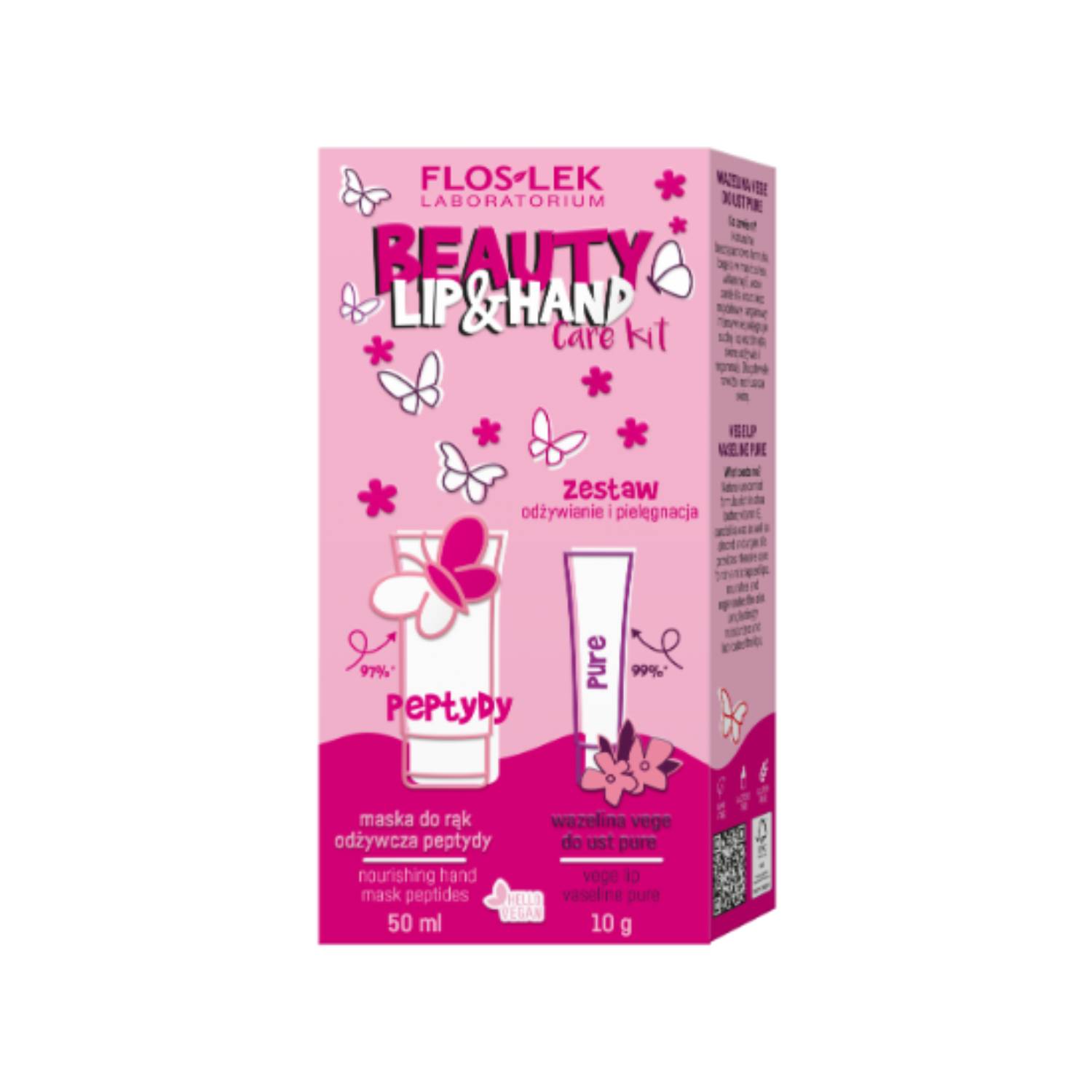 Flos-lek - beauty lip and hand, maska do rąk oraz wazelina do ust, 1 zestaw (data ważności: 28.02.2026)