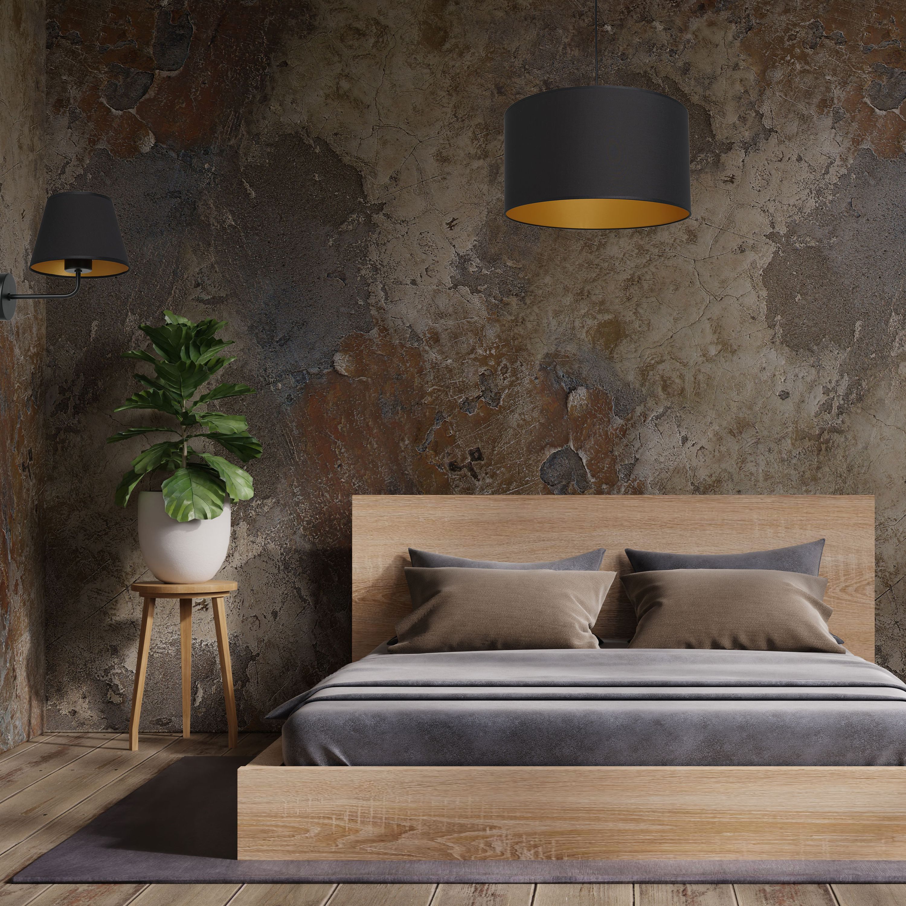 Luminex Arden lampa wisząca 1x60W czarny/złoty 3492