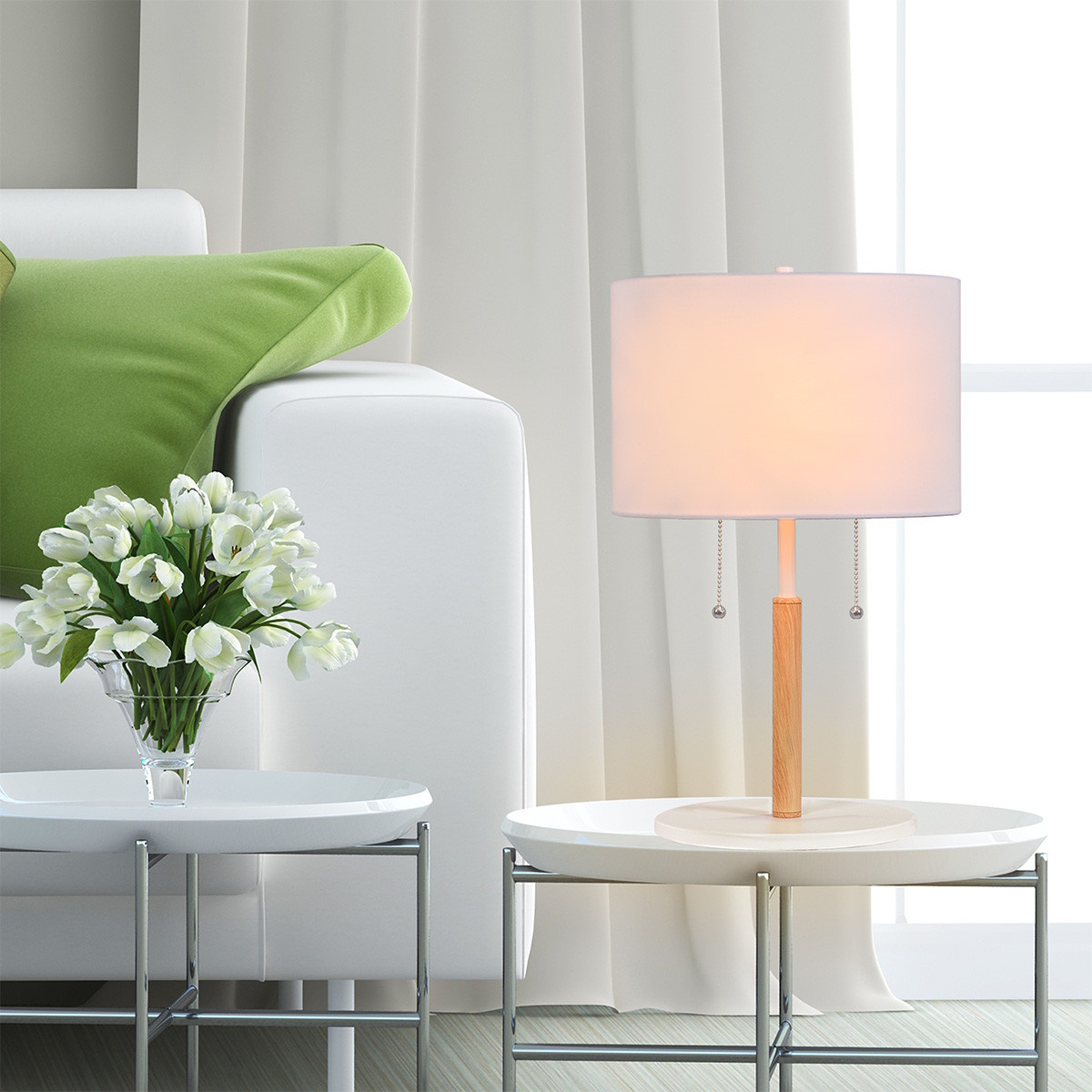 Light Prestige Fogo lampa stołowa 2x15 W biała LP03042TWH