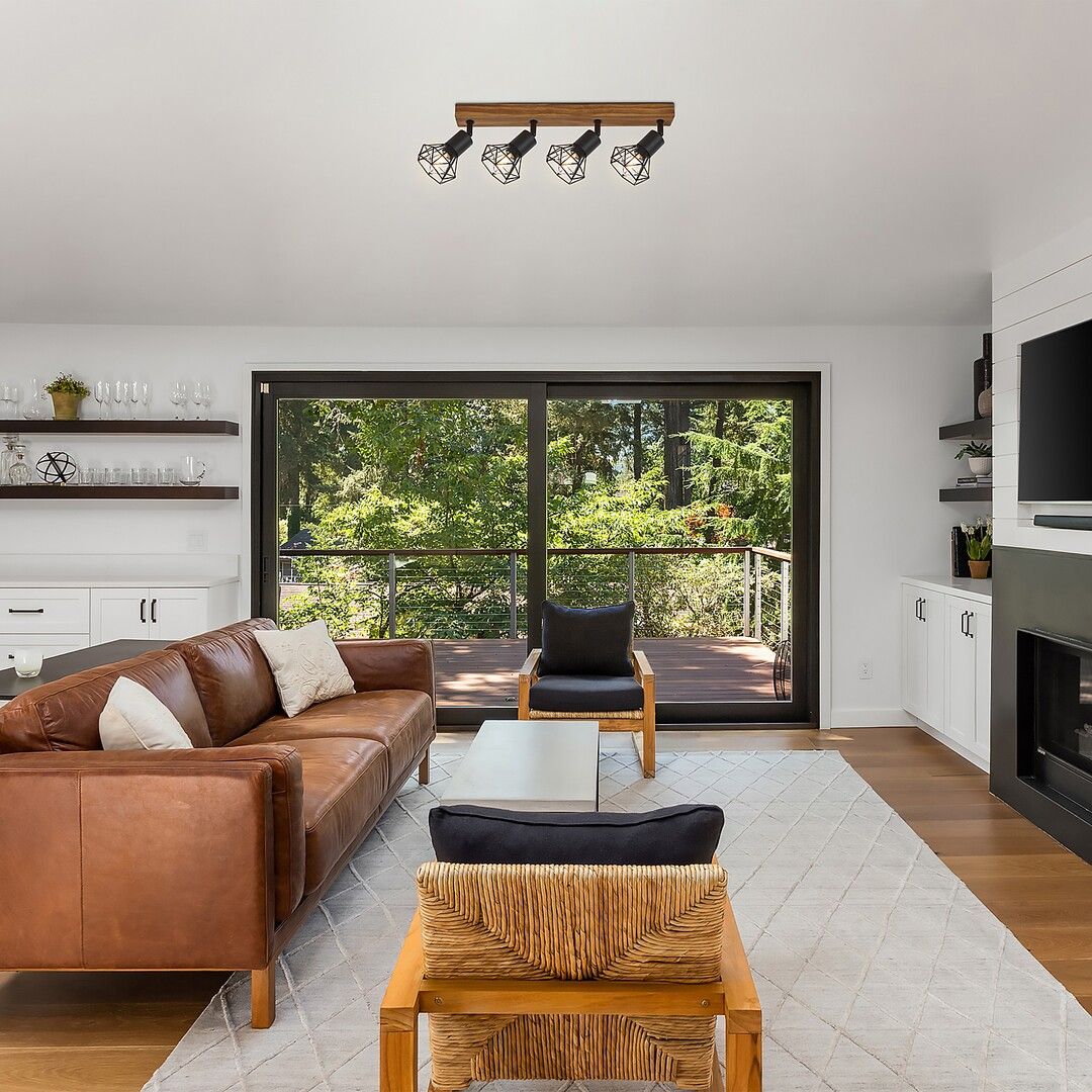 Rabalux Zeus lampa podsufitowa 4x40W czarny mat/dąb 3140 - Wysyłka w 24h