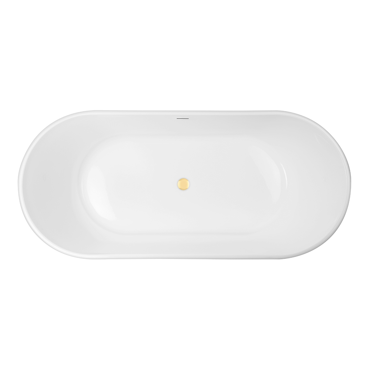 Zestaw Oltens Inga wanna wolnostojąca 177x80 cm owalna z pokrywą korka biały połysk/złoty połysk (12004000, 09002800) - Wysyłka w 24h