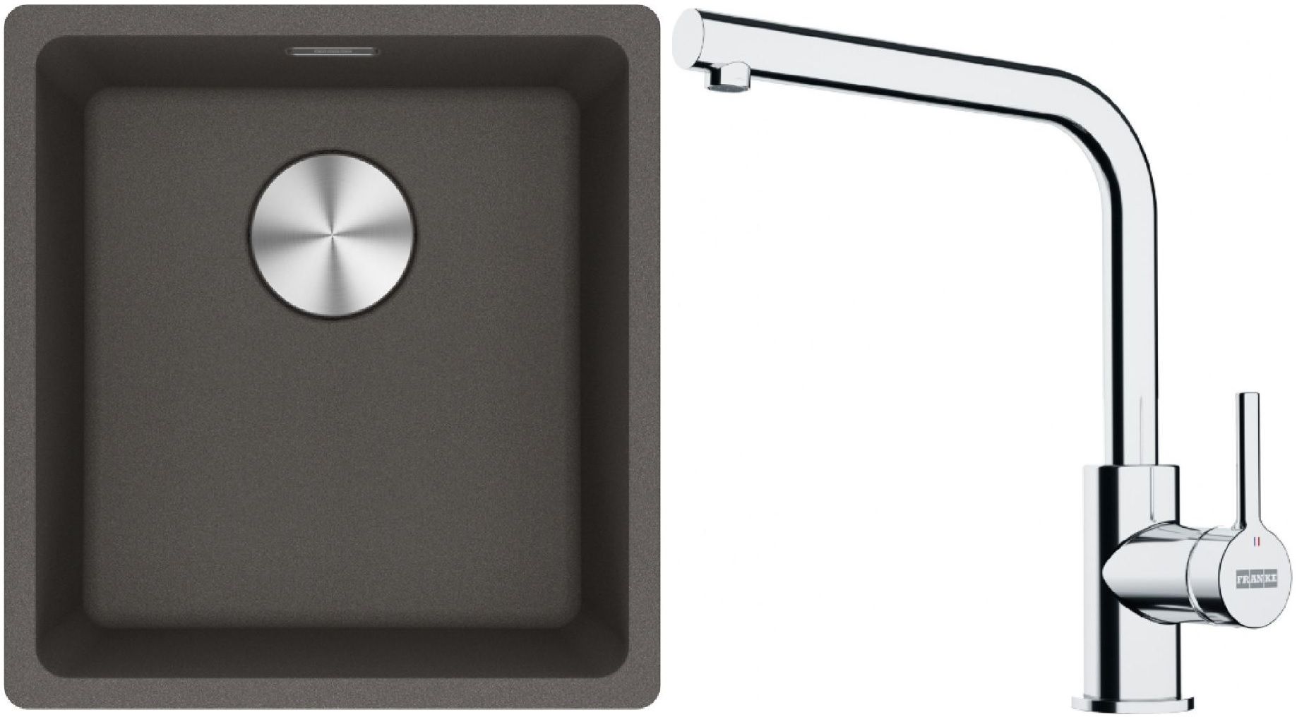 Franke Maris MRG 110-37 zlewozmywak granitowy 43x40 cm łupkowy szary z baterią kuchenną Lina chrom (1250716374, 1150693230)