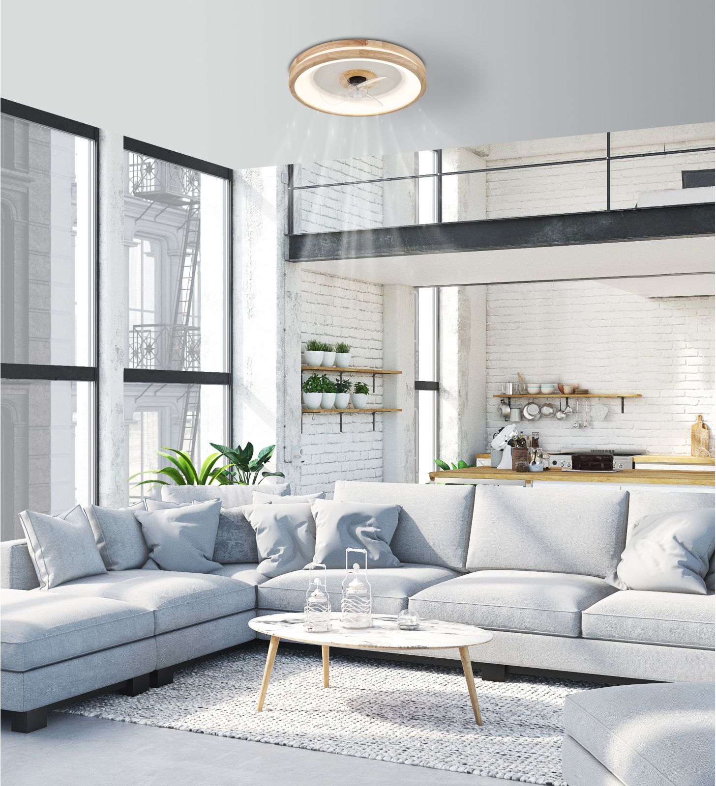 Globo Lighting Gatian lampowentylator podsufitowy 1x30 W biała-drewno 03650 - Wysyłka w 24h