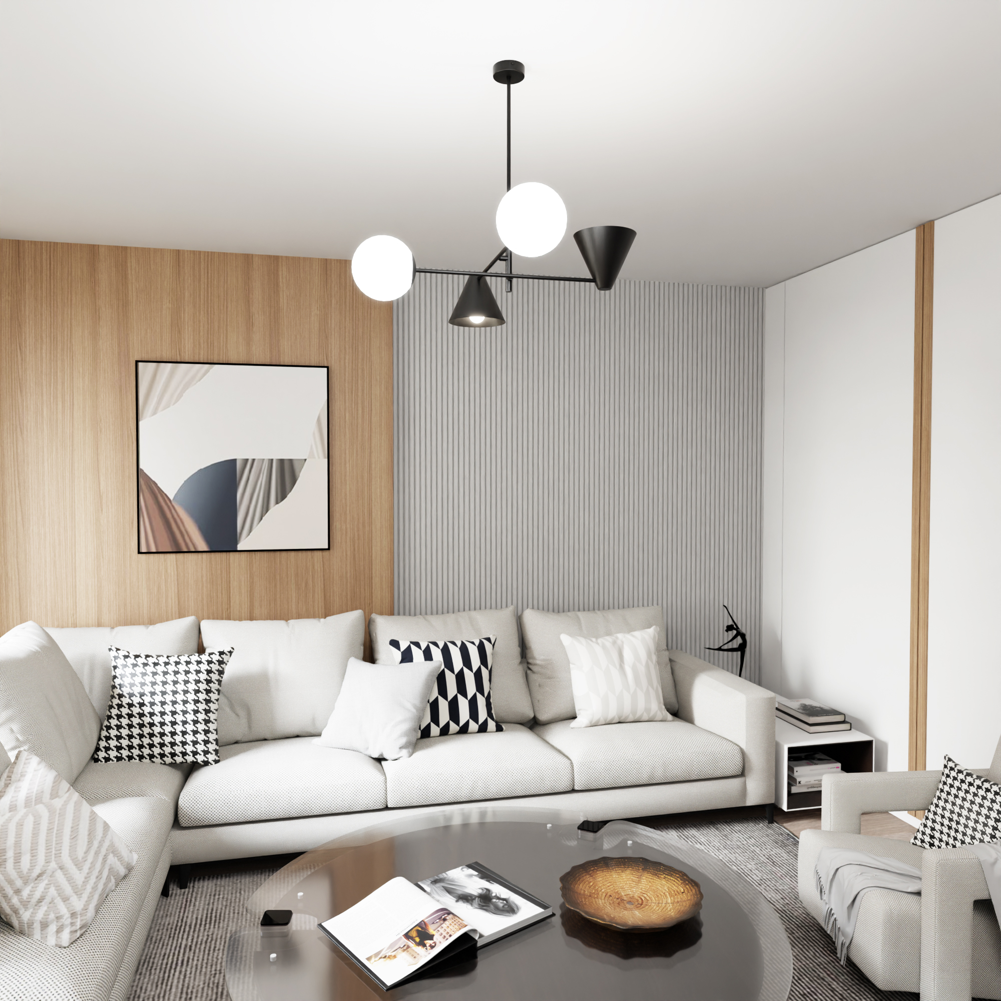 Emibig Hermes lampa wisząca 4x10 W biała-czarna 1347/4 - Wysyłka w 24h