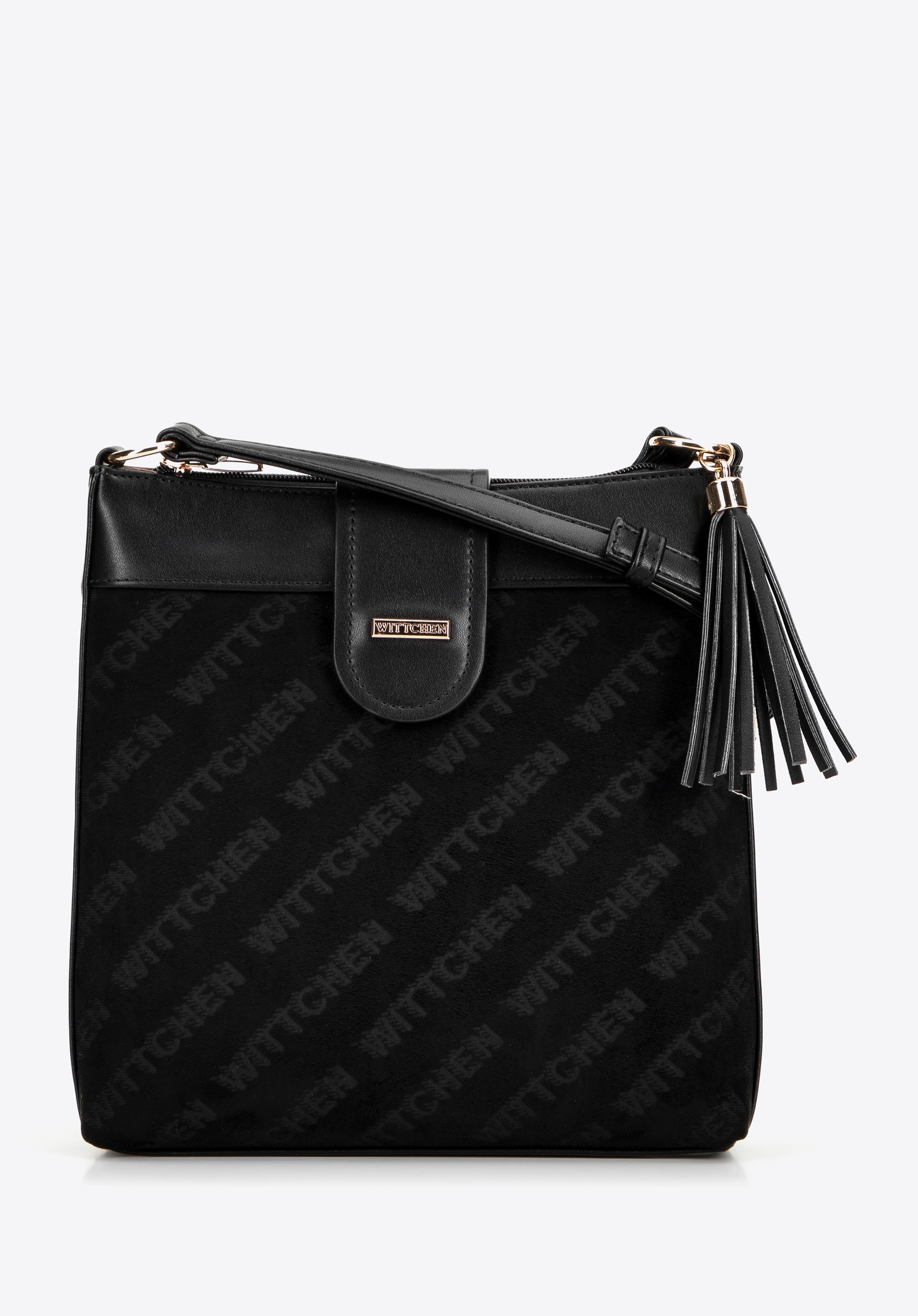 Damska crossbody z ekoskóry w logo czarna