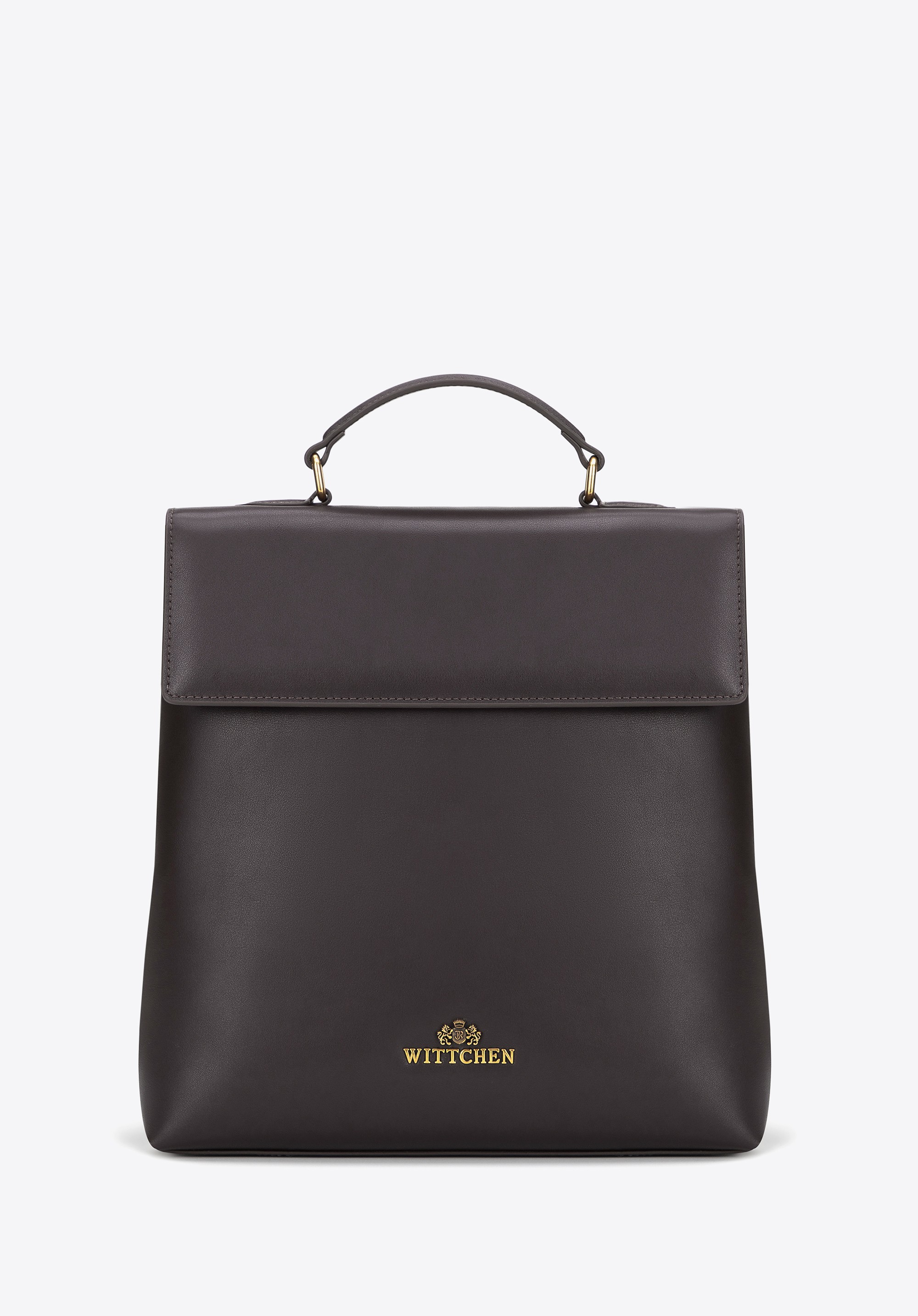 Damski plecak ze skóry naturalnej z klapą ciemny brąz