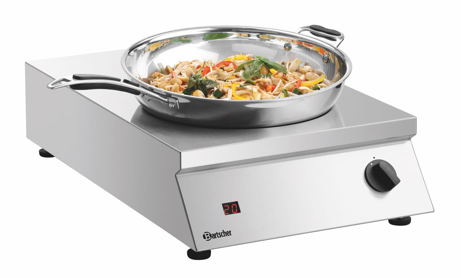 Wok indukcyjny 3,5 kW, 293 mm z powierzchnią odstawczą Bartscher