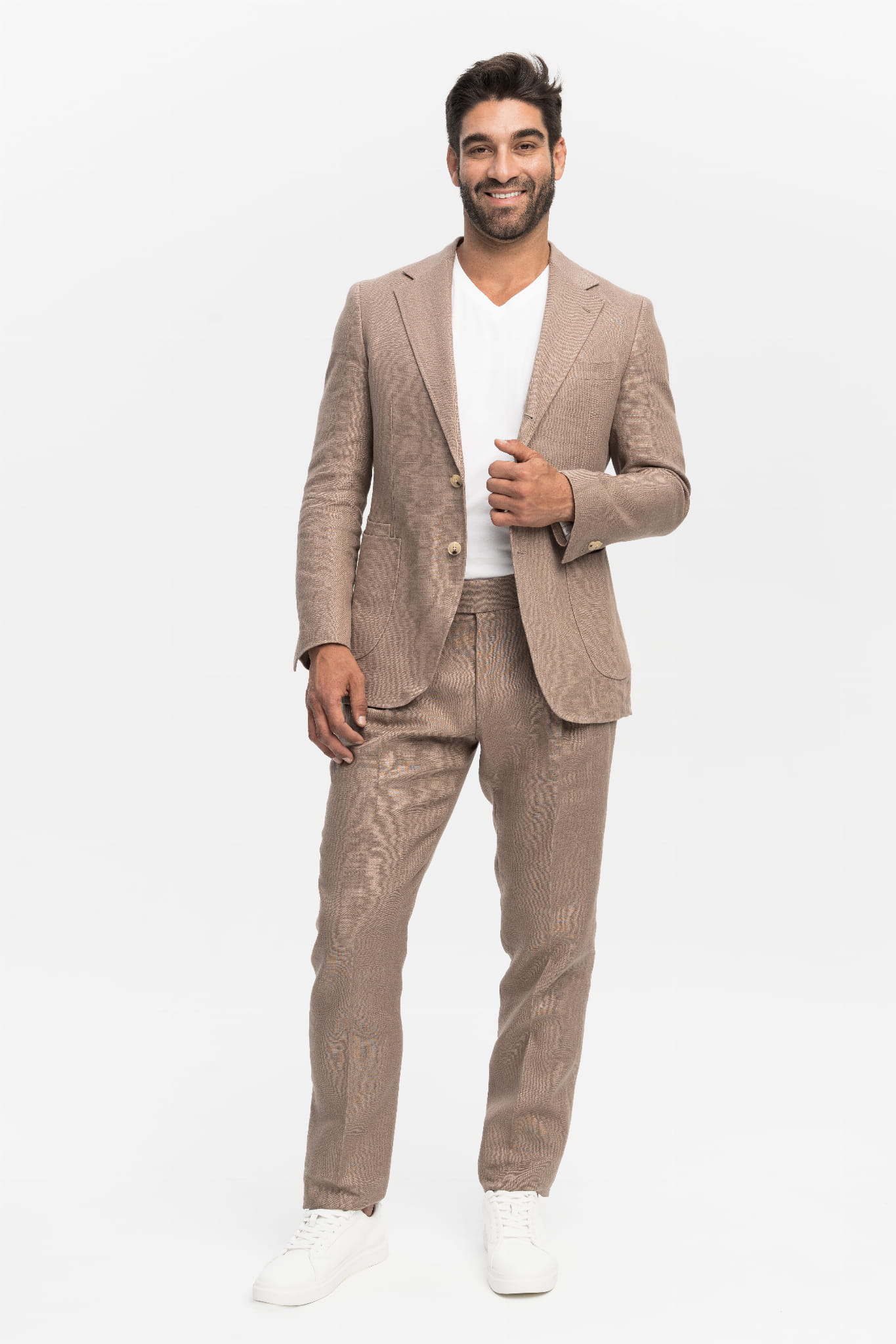 Garnitur Namur z belgijskiego lnu, taupe