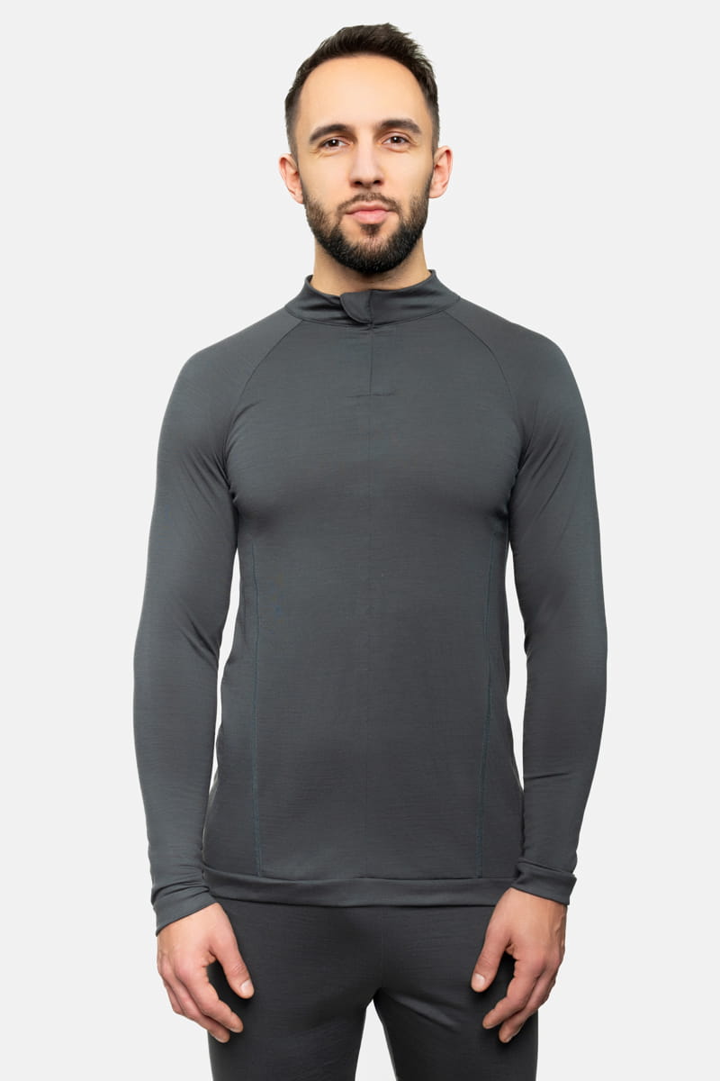 Longsleeve sportowy z wełny merino, khaki, 195