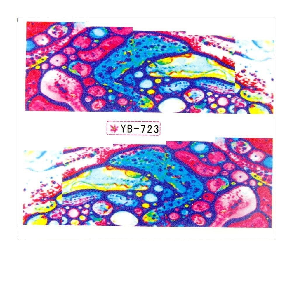 Naklejki wodne do paznokci arkusz 6,5 x 5,5 cm na 10 palców yb Nr 723