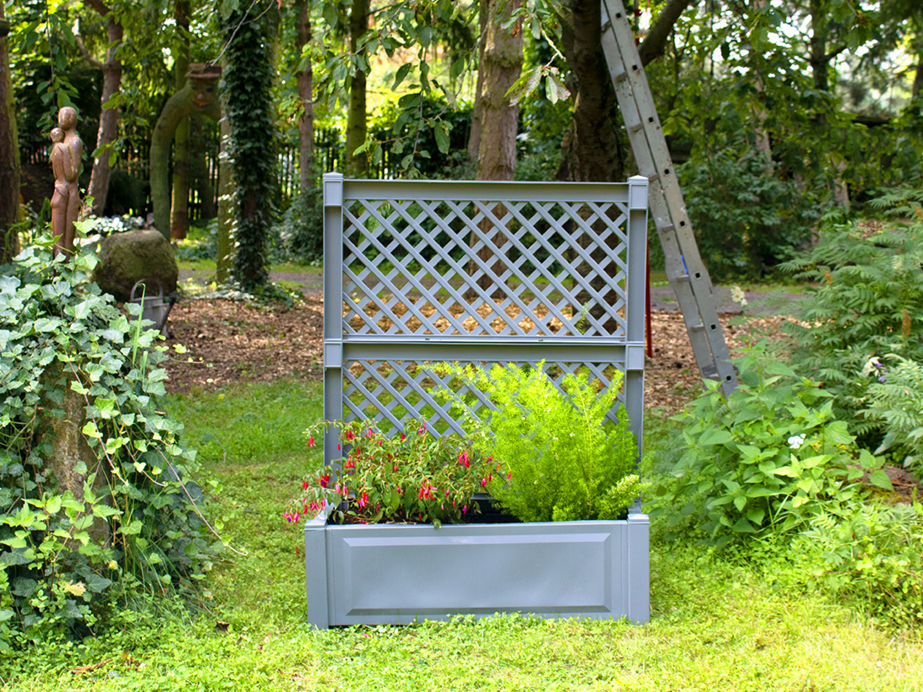 Skrzynka na rośliny z pergolą Khw, 100 cm dł., 110 litrów Szary
