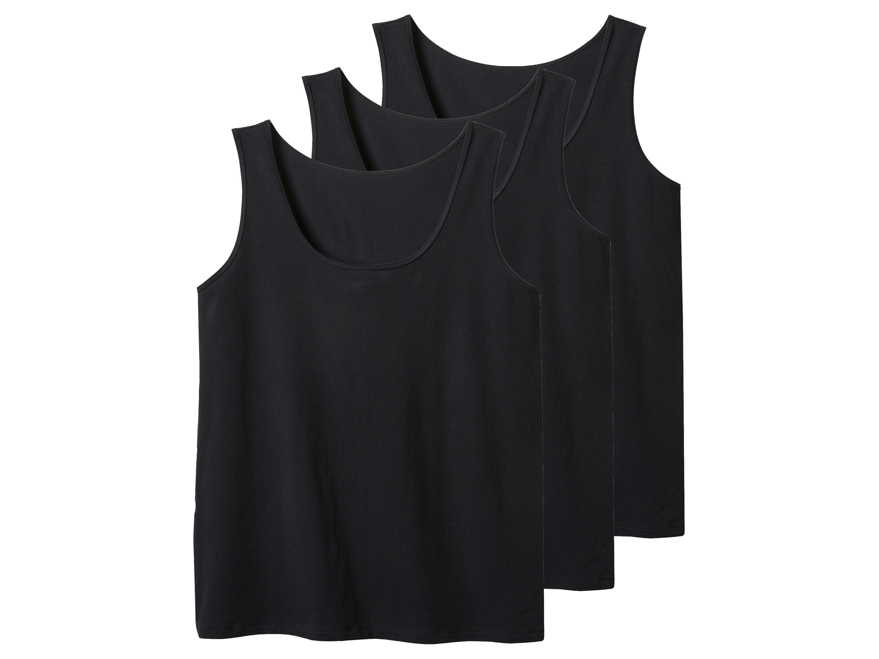 esmara Podkoszulki damskie z bawełną, 3 sztuki Czarny, Xl48/50