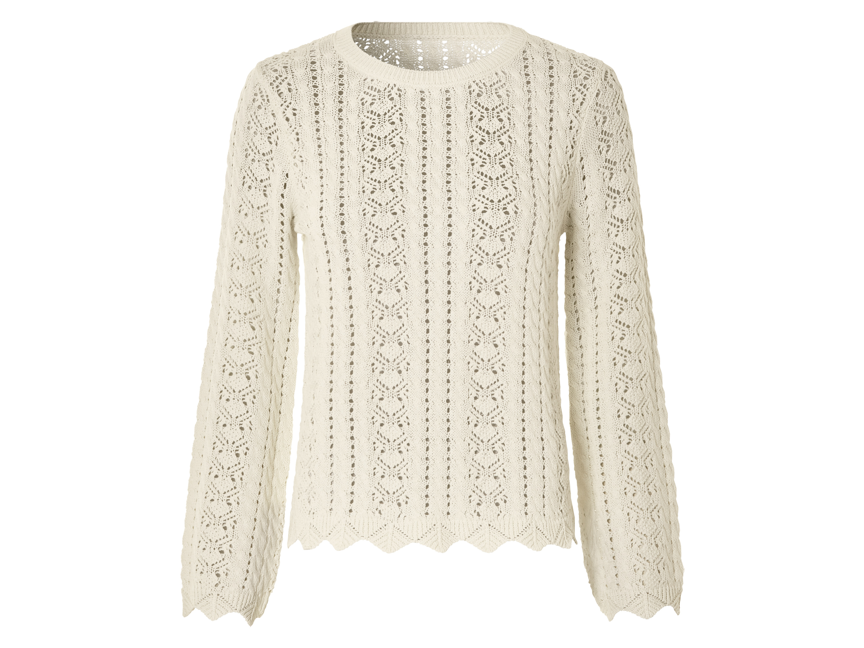 esmara Sweter dzianinowy damski z bawełną Biały, M40/42