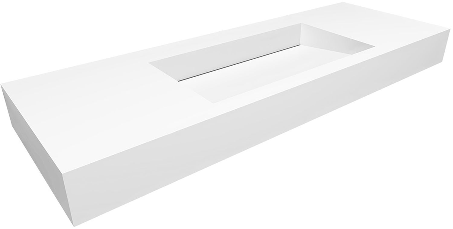 Darmowa Dostawa - Umywalka 130x45 cm prostokątna ścienna-z blatem biała Cristalstone Linea Ideal U1300MCOLCBO