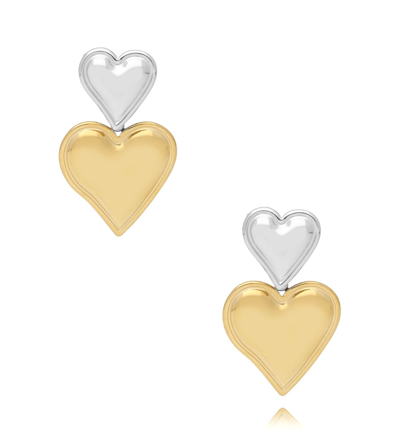 Kolczyki złoto srebrne serca Orane KSY0074 - By Dziubeka