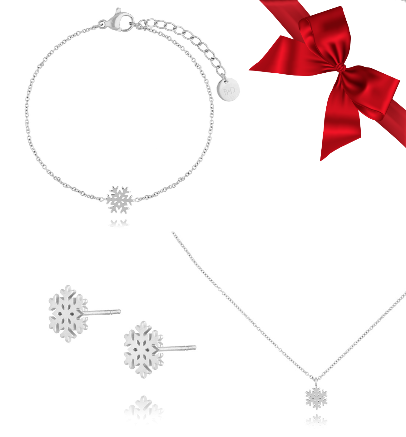 Zestaw Świąteczny ze śnieżynkami srebrny ZS0021