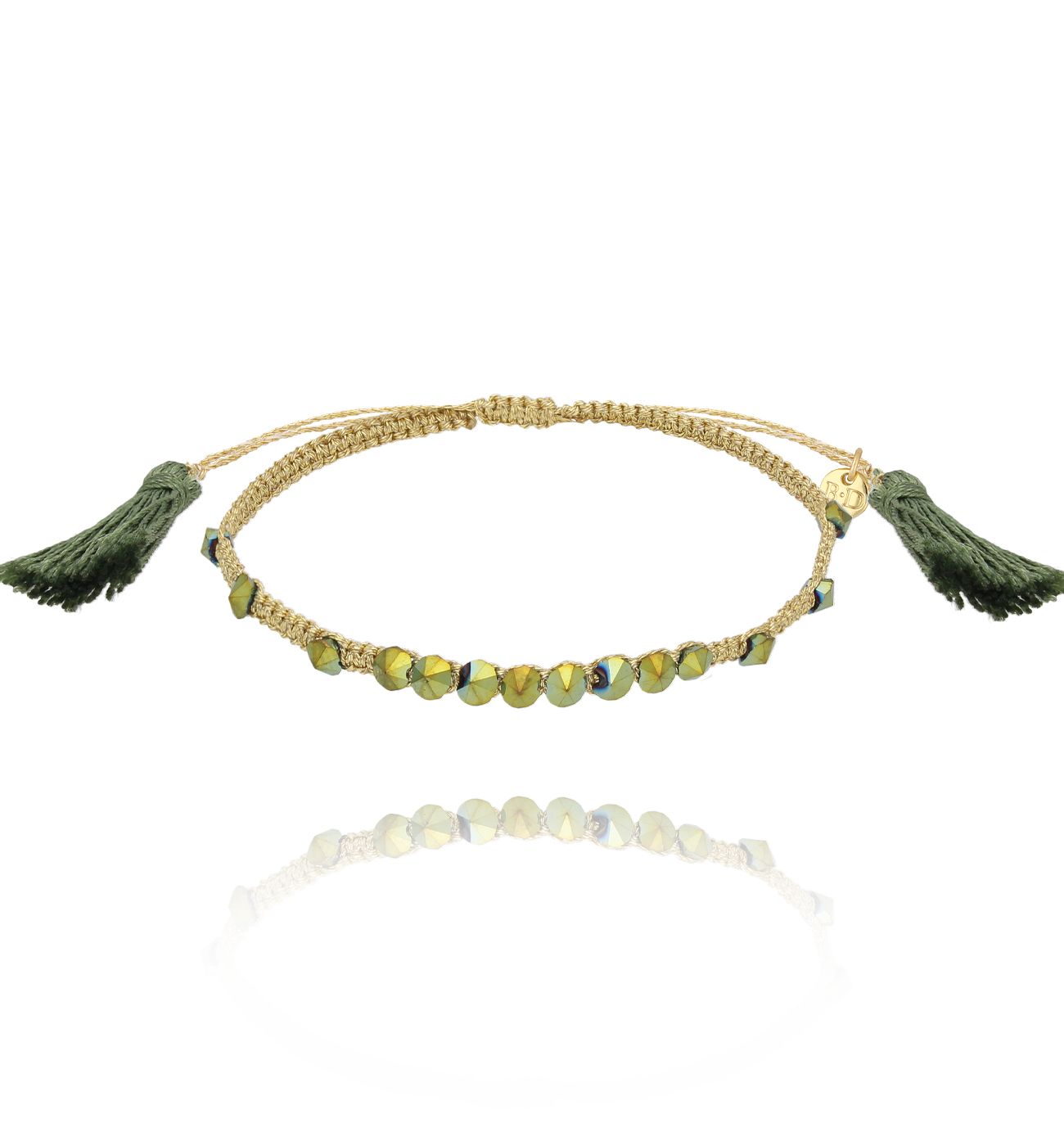 Bransoletka złota z zielonymi kryształkami Nahia BSC1809